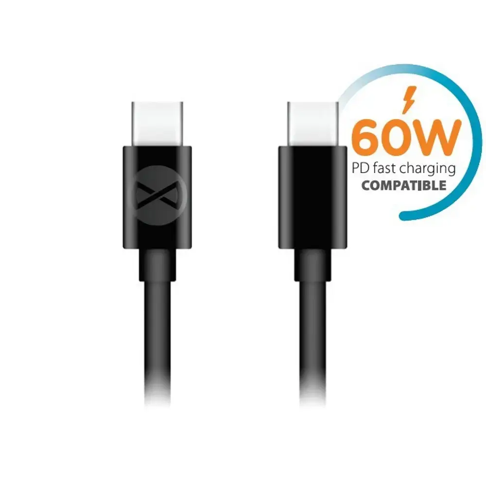 Forever datu pārraides un uzlādes vads | USB-C uz USB-C | 20W | 1m | melns