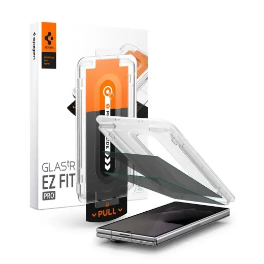 Spigen GLAS.TR EZ FIT PRO grūdintas apsauginis stiklas telefonui Samsung Galaxy Z Fold 7 (F966) | Galaxy Z Fold 8 Ultra (F976) (privatumo efektas) su montavimo rėmeliu (2 vnt.)