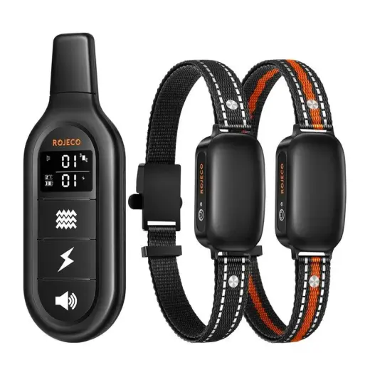 RojecoPD521 1000m Dog Training Collar with 2 collars (black)