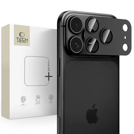 Tech-Protect CamFull Fit+ kameras aizsargstikls telefonam iPhone 18 Pro melns