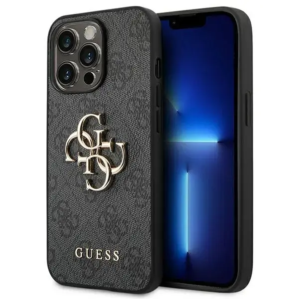 Guess PU 4G Metal Logo Case for iPhone 14 Pro Grey