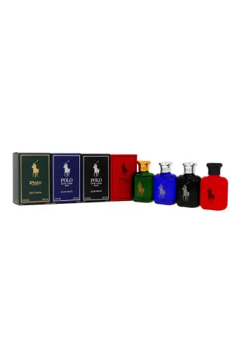 Set Ralph Lauren Polo Collection Green Edt 15ml + Blue Edt 15ml + Red Edt 15ml + Black Edt 15ml
