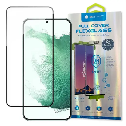 Bestsuit 3D Edge Nano Flexi Glass aizsargstikls telefona ekrānam Galaxy S22+ ar uzstādīšanas rāmi