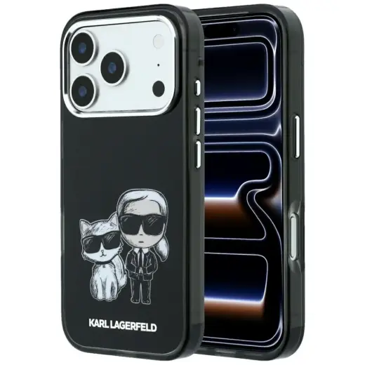 Karl Lagerfeld IML Karl&Choupette Bodies Sketch Print MagSafe Case for iPhone 17 Pro Max / 18 Pro Max - Black