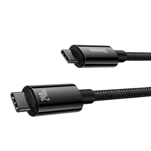 Baseus Tungsten Gold datu pārraides un uzlādes vads | USB-C uz USB-C | 240W | 1m | melns