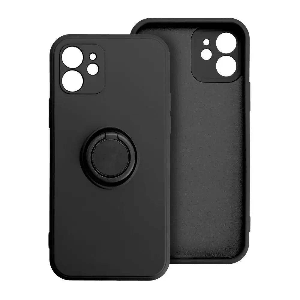 Silicone ring telefono dėklas su stovu iPhone 17 Pro Max | iPhone 18 Pro Max juodas