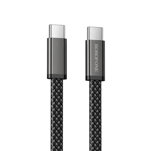 Borofone BX124 Peace datu pārraides un uzlādes vads | USB-C uz USB-C | PD | 60W | 1m | melns