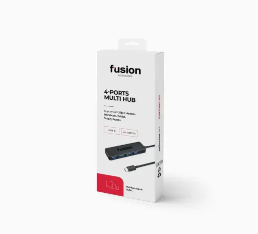 Fusion Accessories 4-in-1 USB centrmezgls | USB-C uz 4x USB 3.0 | melns
