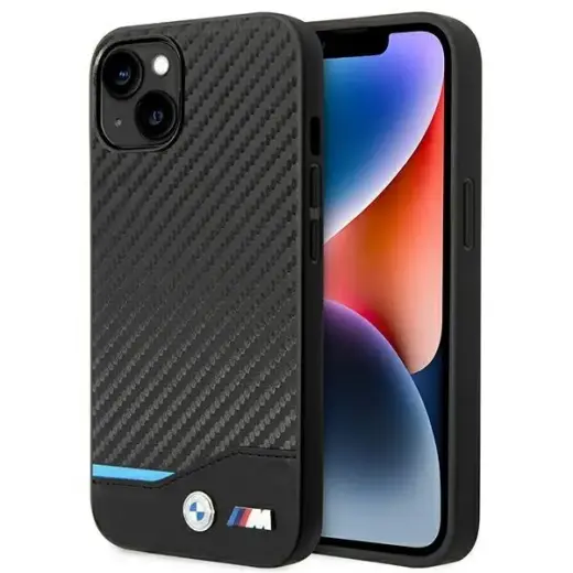 BMW BMHCP14M22NBCK Leather Carbon telefoni ümbris iPhone 14 Plus | iPhone 15 Plus must