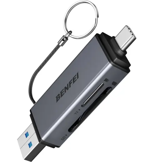 BENFEI card reader 2 in 1 USB-C USB-A 3.0 for SD Micro SD black