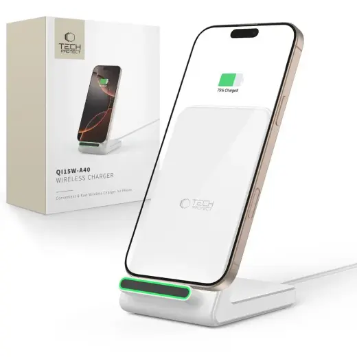 Tech-Protect QI15W-A40 bezvadu lādētājs | Qi | 15W | balts