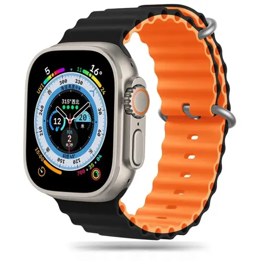 Tech-Protect IconBand Pro viedpulksteņa siksniņa priekš Apple Watch 4/5/6/7/8/9/SE/Ultra 1/2 (42/44/45/49 mm) | plastmasa | oranža/melna