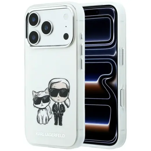 Karl Lagerfeld Smooth Karl & Choupette Bodies Sketch чехол для телефона iPhone 18 Pro | iPhone 17 Pro бежевый