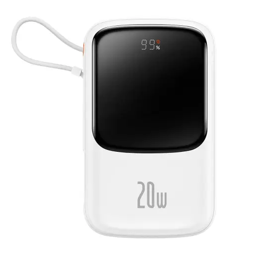 Baseus Qpow PRO ārējais akumulators (powerbank) | 10000 mAh | 20W | USB-C, USB-A, Lightning | balts