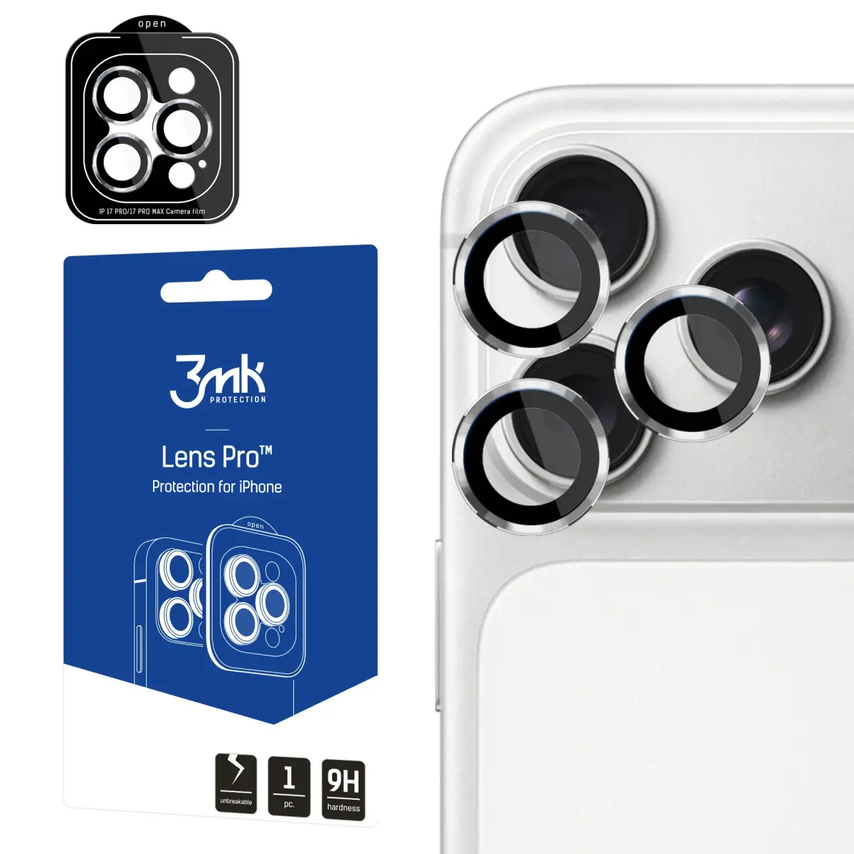 3mk Lens Protection Pro kameros apsauginis stiklas telefonui iPhone 18 Pro | iPhone 18 Pro Max sidabrinis