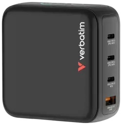 Verbatim Mini tīkla lādētājs | 140W | GaN | USB-C, USB-A | ar LCD ekrānu | ar displeju