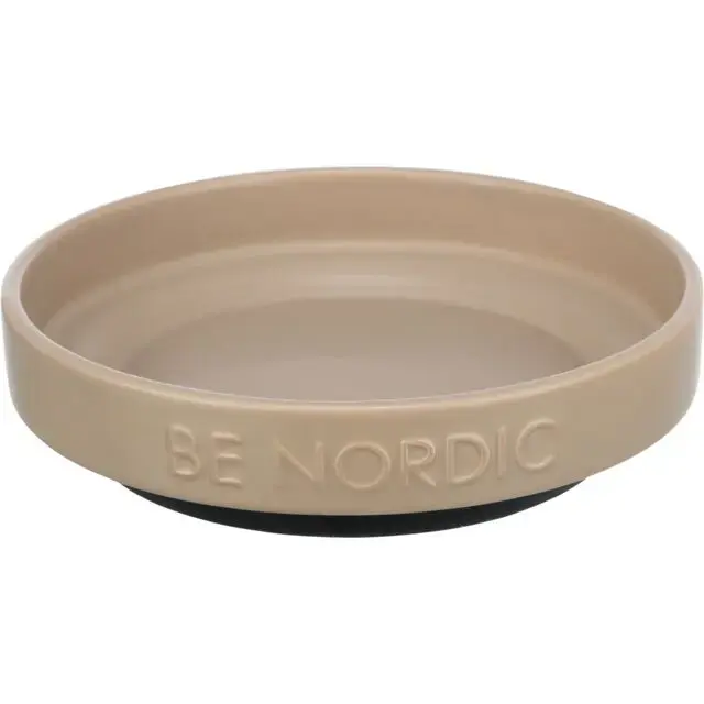 Bowl for animals, ceramic : Trixie BE NORDIC bowl, flat, ceramic|rubber ring, 0.3 l|ø 16 cm, taupe