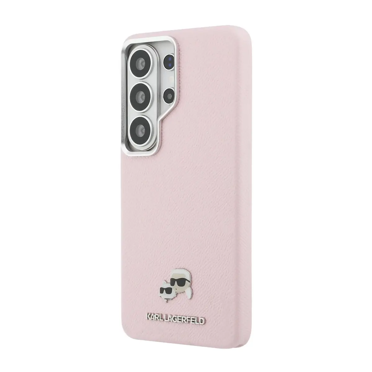 Karl Lagerfeld Grained PU Leather K&CH Heads telefono dėklas su MagSafe palaikymu Samsung Galaxy S26 Ultra (S948) rožinis
