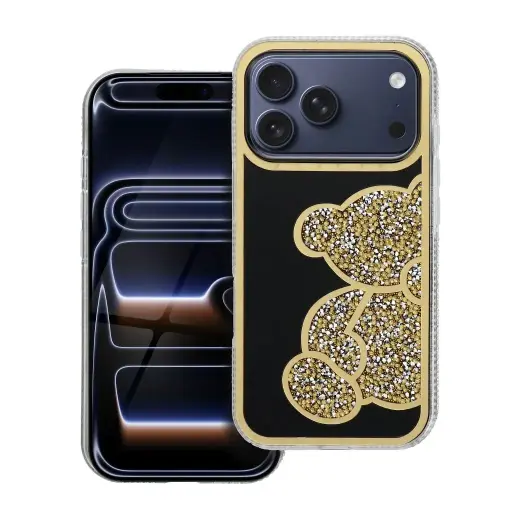 telefono dėklas iPhone 17 Pro | iPhone 18 Pro auksinis (pliušinis meškiukas)