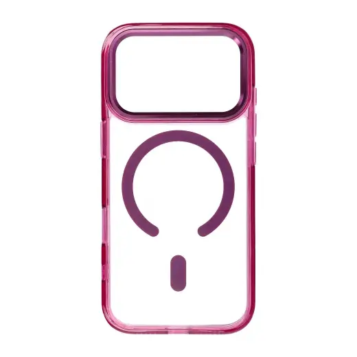 Case for iPhone 17 Pro Max / 18 Pro Max Frame Clear Hybrid Mag Cover compatible with MagSafe dark cherry
