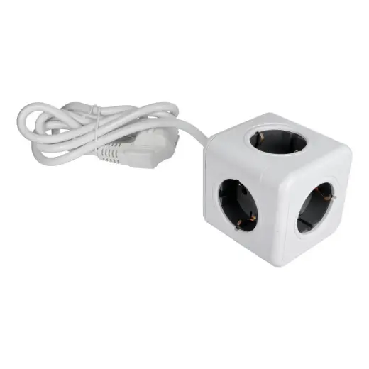 Power strip cube 5 sockets max 3680W with 1,4m power cable E03 white