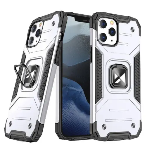 Wozinsky Ring Armor Tough Rugged telefono dėklas su stovu iPhone 13 Pro Max sidabrinis