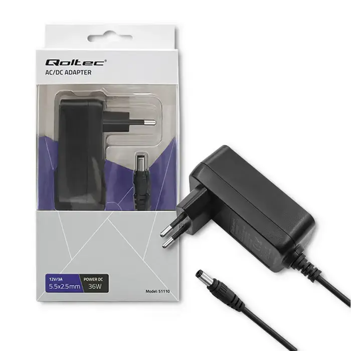 Qoltec Plug-in power supply 36W | 12V | 3A | 5.5*2.5