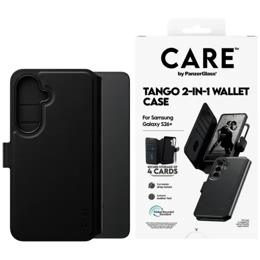 CARE by PanzerGlass Tango 2-in-1 knyginio tipo telefono dėklas Samsung Galaxy S26+ (S947) juodas
