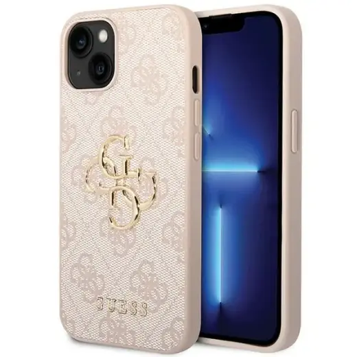 Guess GUHCP15S4GMGPI 4G Big Metal Logo maciņš telefonam iPhone 15 rozā
