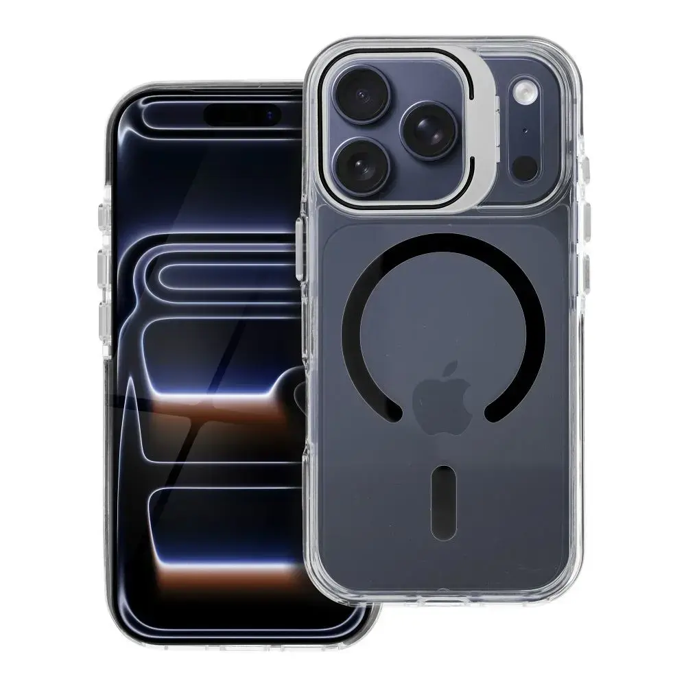 LENS MAG COVER maciņš ar MagSafe atbalstu telefonam iPhone 15 Pro Max melns (ar kameras aizsargu)