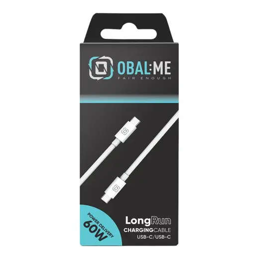 OBAL:ME LongRun datu pārraides un uzlādes vads | USB-C uz USB-C | 60W | 1m | balts