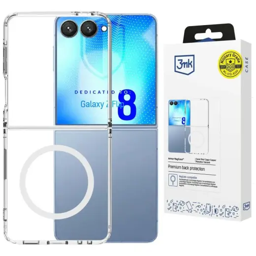 3MK Armor MagCase telefono dėklas su MagSafe palaikymu Samsung Galaxy Z Flip 8 (F776) skaidrus