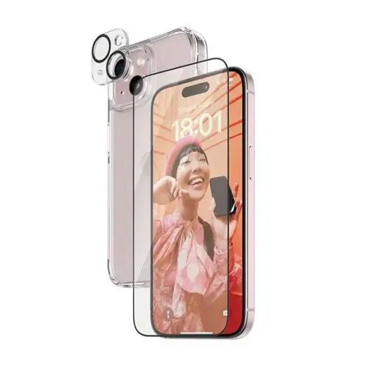 PanzerGlass 3-in-1 aizsardzības komplekts (maciņš + ekrāna stikls + kameras stikls) telefonam iPhone 15