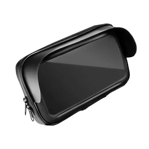 Motocikla tālruņa turētājs 4,8"-5,5" ūdensizturīgs ar saules aizsargu, melns