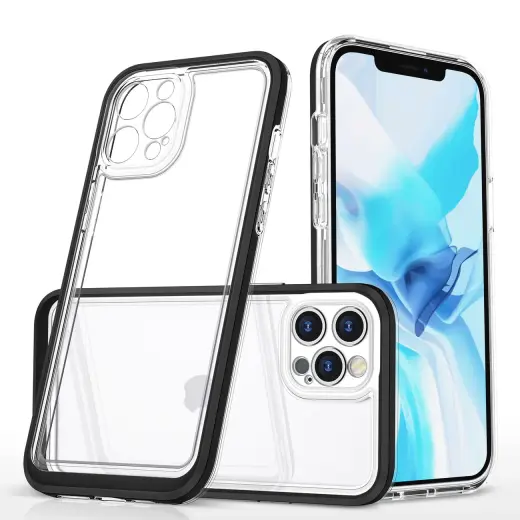 Hybrid Armor Clear 3-in-1 telefono dėklas iPhone 12 Pro Max skaidrus juodas