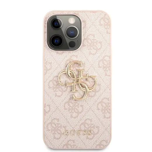 Guess GUHCP13X4GMGPI PU 4G Metal Logo maciņš telefonam iPhone 13 Pro Max rozā