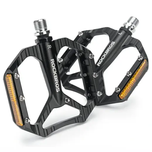 Rockbros C700 Reflective Aluminum Platform Bicycle Pedals - Black