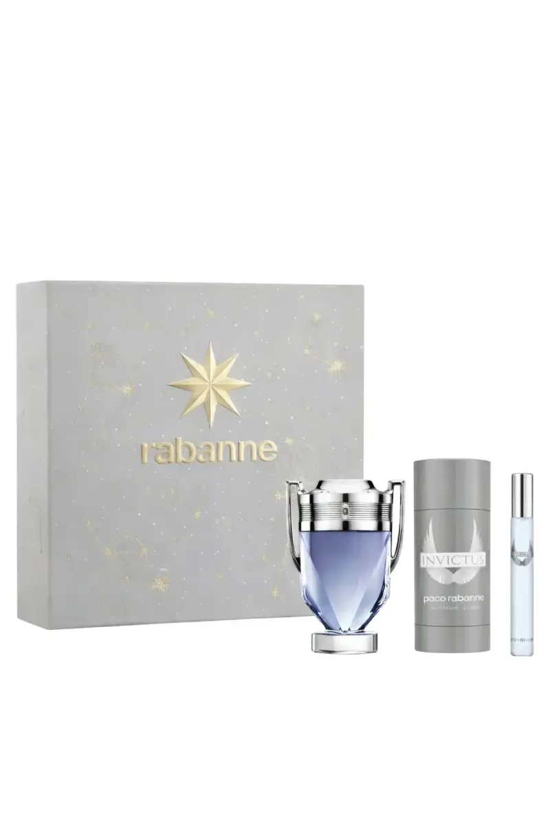Set Paco Rabanne: Invictus, Eau De Toilette, For Men, 100 ml + Invictus, Eau De Toilette, For Men, 10 ml + Invictus, Anti-Perspirant, Deodorant Stick, For Men, 75 g