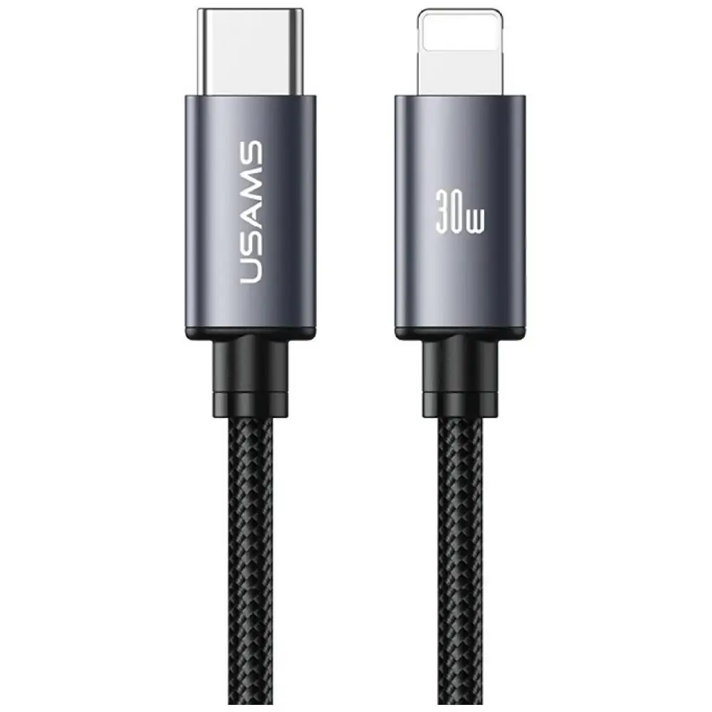 USAMS U91 datu pārraides un uzlādes vads | USB-C uz Lightning | 30W | 1m | pelēks