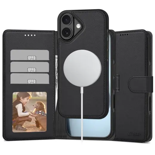 TECH-PROTECT Wallet Magsafe maciņš telefonam iPhone 17 ar MagSafe atbalstu un statīvu melns