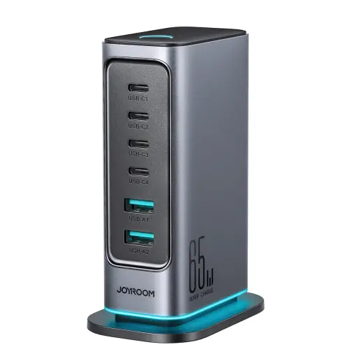 Joyroom JR-TCM02 tīkla lādētājs | 65W | GaN | USB-C, USB-A | dark gray