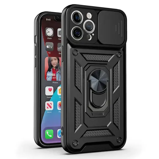 Slide Camera Armor maciņš telefonam Samsung Galaxy S25 FE (S731) melns
