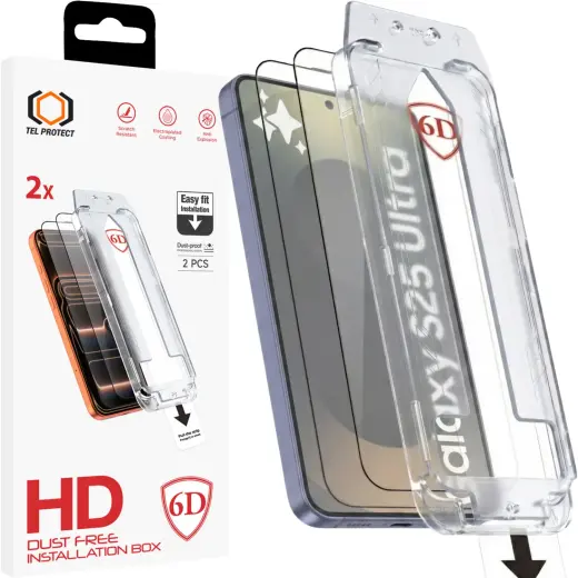 Tel Protect Dust-Free Easy Fit Full Glue 6D karastatud kaitseklaas telefonile Samsung Galaxy S25 Ultra (S938) (ühildub ekraanialuse sõrmejäljelugejaga) (2 tk.)