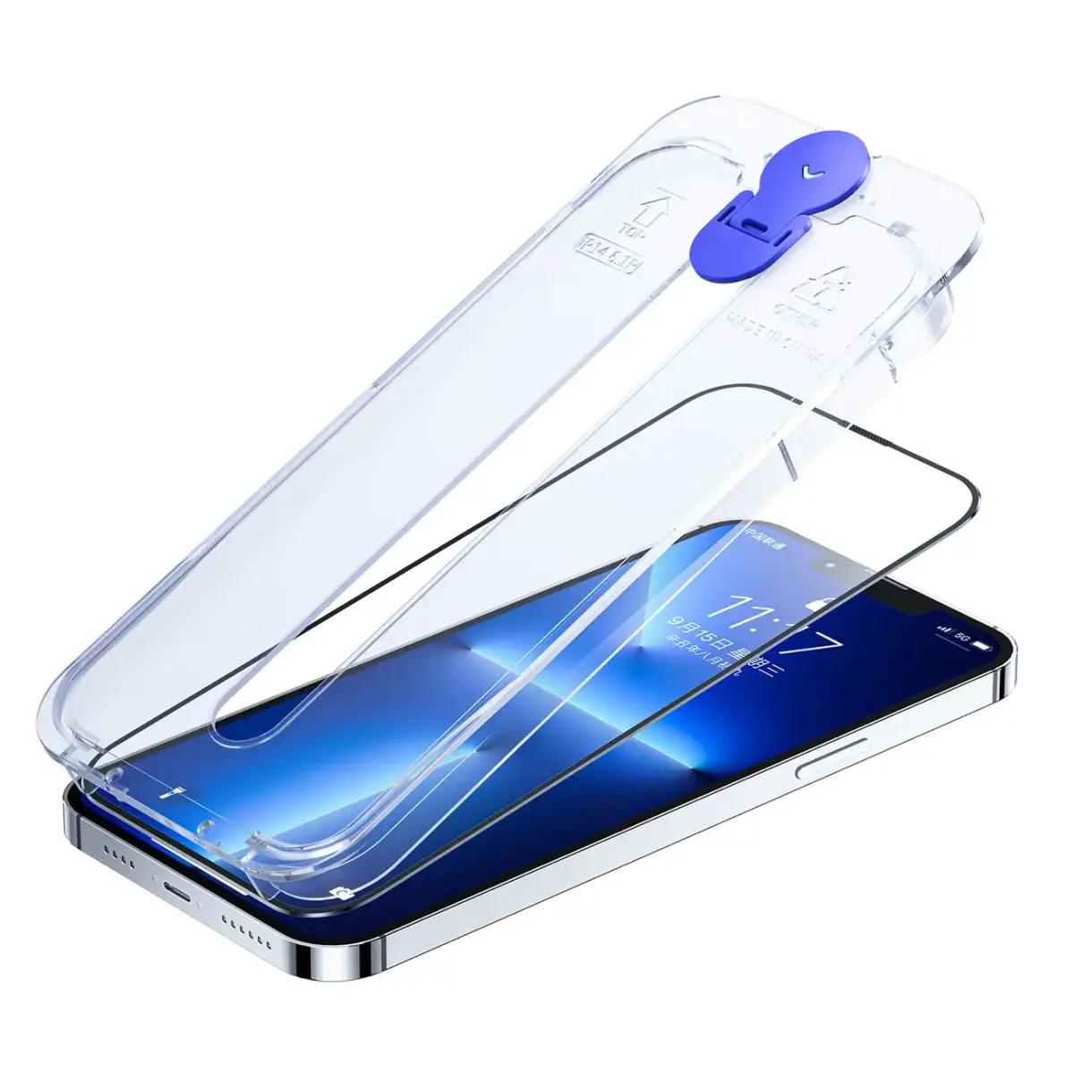 Joyroom Knight ekrāna aizsargstikls iPhone 14 Pro Max ar montāžas komplektu Caurspīdīgs
