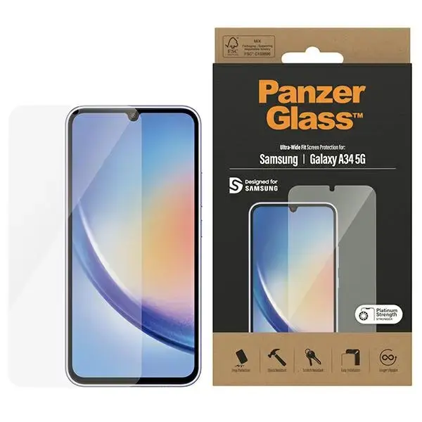 PanzerGlass Ultra-Wide Fit tempered glass for phone Samsung Galaxy A34 (A346)