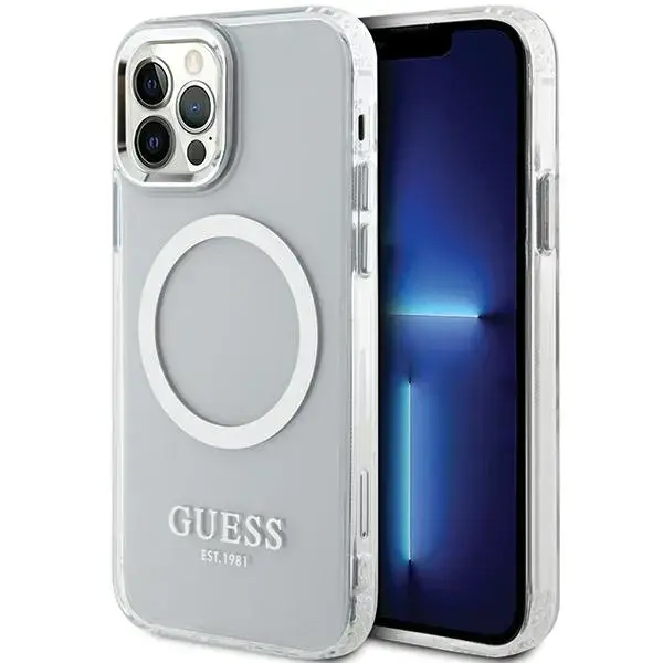 Guess GUHMP12MHTRMS Metal Outline phone case with MagSafe support for iPhone 12 | iPhone 12 Pro silver