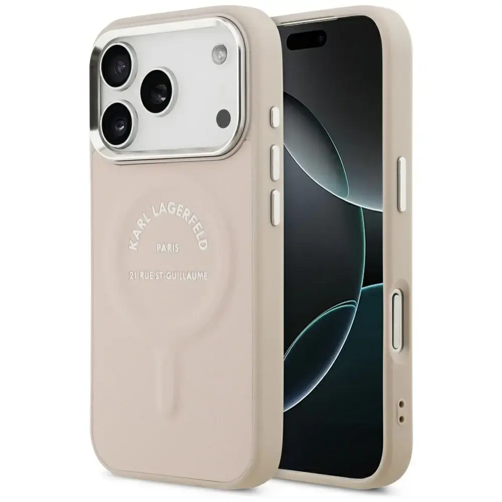 Case Karl Lagerfeld Embossed Open Ring RSG Logo MagSafe for iPhone 18 Pro / 17 Pro pink