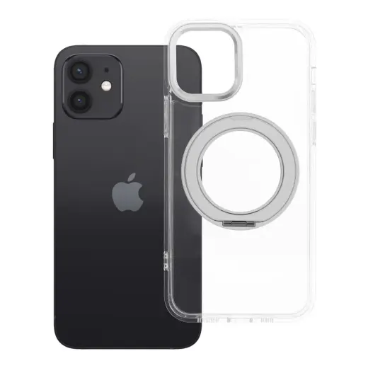 Frame Circle Stand telefono dėklas su stovu ir MagSafe palaikymu iPhone 12 skaidrus