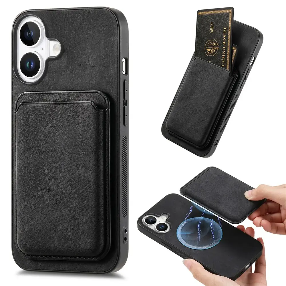 Detachable book type phone case with MagSafe support for iPhone 17 black