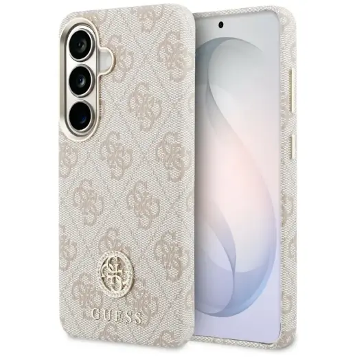 Guess 4G Rhinestone Round Logo maciņš ar MagSafe atbalstu telefonam Samsung Galaxy S26 (S942) rozā